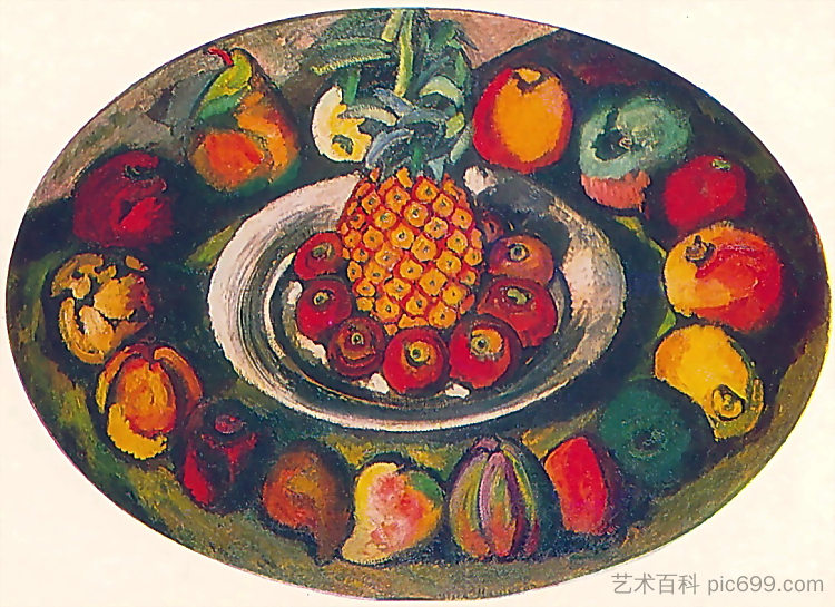 菠萝静物 Still life with pineapples (1910)，伊利亚·马什科娃