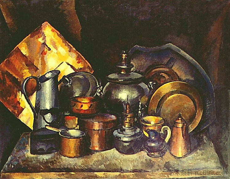 静物与萨莫瓦尔 Still life with Samovar (1920)，伊利亚·马什科娃