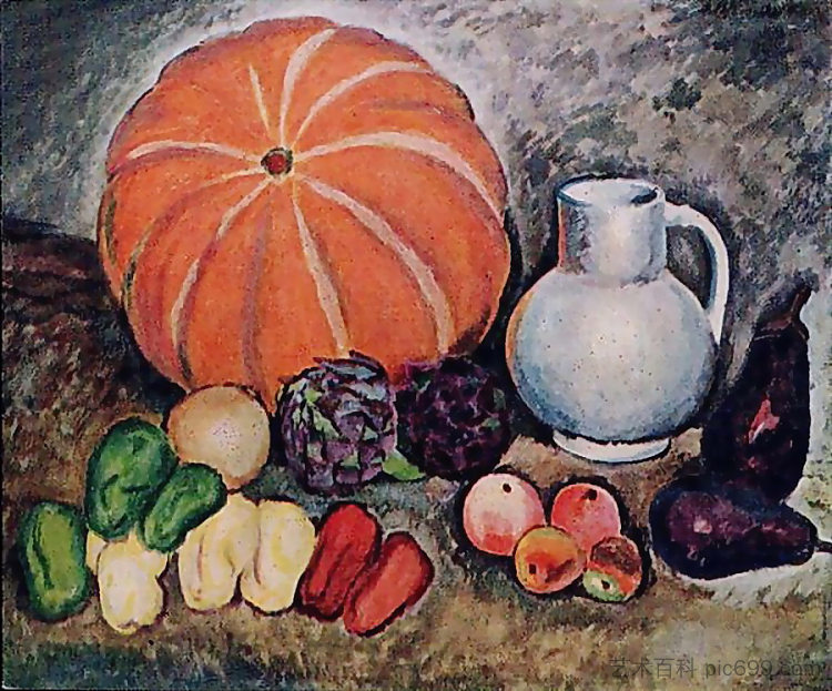 静物与蔬菜 Still life with Vegetables (1914)，伊利亚·马什科娃