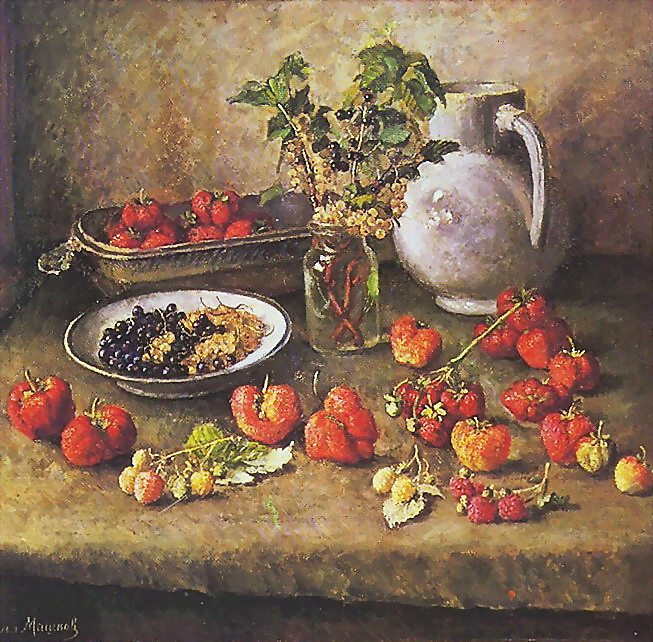 草莓白罐 Strawberry and white jar (1943)，伊利亚·马什科娃