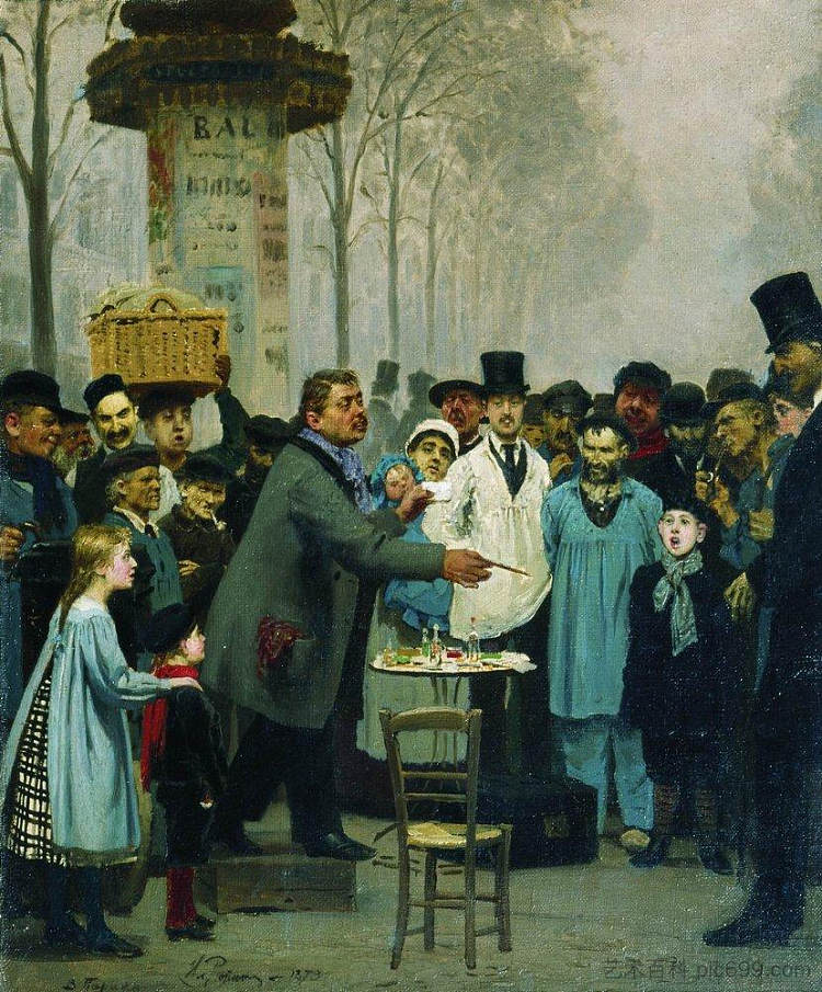 巴黎的报纸销售商 A Newspaper Seller in Paris (1873)，伊利亚·叶菲莫维奇·列宾