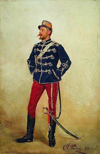 一个穿着军装的年轻人 A young man in military uniform (1873)，伊利亚·叶菲莫维奇·列宾