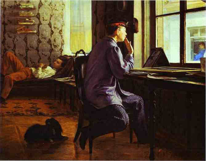 考试准备 Preparation for the Examination (1864)，伊利亚·叶菲莫维奇·列宾