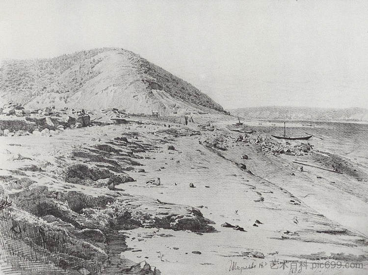 伏尔加河上的希里亚耶夫沟壑 Shiryaev gully on the Volga (1870)，伊利亚·叶菲莫维奇·列宾