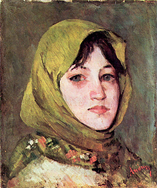 戴绿色头巾的农妇 Peasant Woman with Green Headscarf，恩·安德烈斯丘