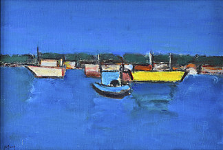 码头与黄船 Marina with Yellow Boat，艾安·贝奇亚