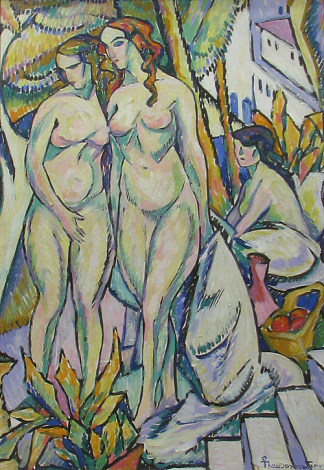 风景中的裸体 Nudes in a Landscape (1914)，特奥多雷斯库锡安