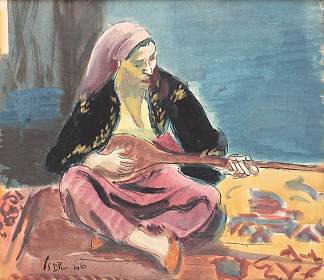 鞑靼女人与曼陀林 Tatar Woman With Mandoline (1946)，伊西夫伊塞