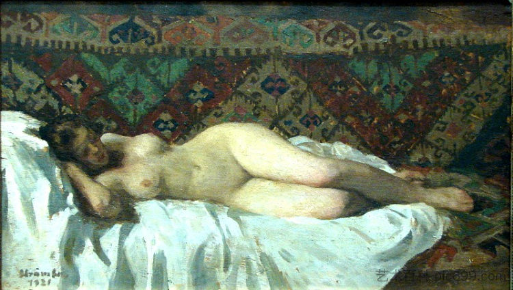 裸体与地毯背景 Nude With Carpet Background (1921)，波利特·斯特兰布