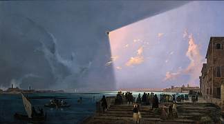 威尼斯的日食，1842 年 7 月 6 日 The Eclipse of the Sun in Venice, July 6, 1842 (c.1842)，伊波里托·凯菲