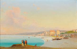 不错，从米迪码头可以看到海滩 Nice, View of the beach from the Quai Du Midi (1852; Nice,France                     )，伊波里托·凯菲