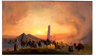 埃及，沙漠中的大篷车 Egypt, caravan in the desert (1843; Egypt                     )，伊波里托·凯菲