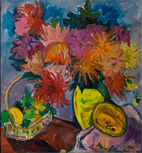 静物与大丽花和水果 Still Life with Dahlias and Fruit (1960)，伊尔玛·斯特恩