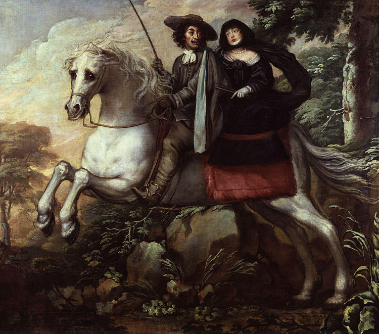 国王查理二世和简·莱恩骑马前往布里斯托尔 King Charles II and Jane Lane Riding to Bristol (c.1660 - c.1669)，艾萨克·福勒