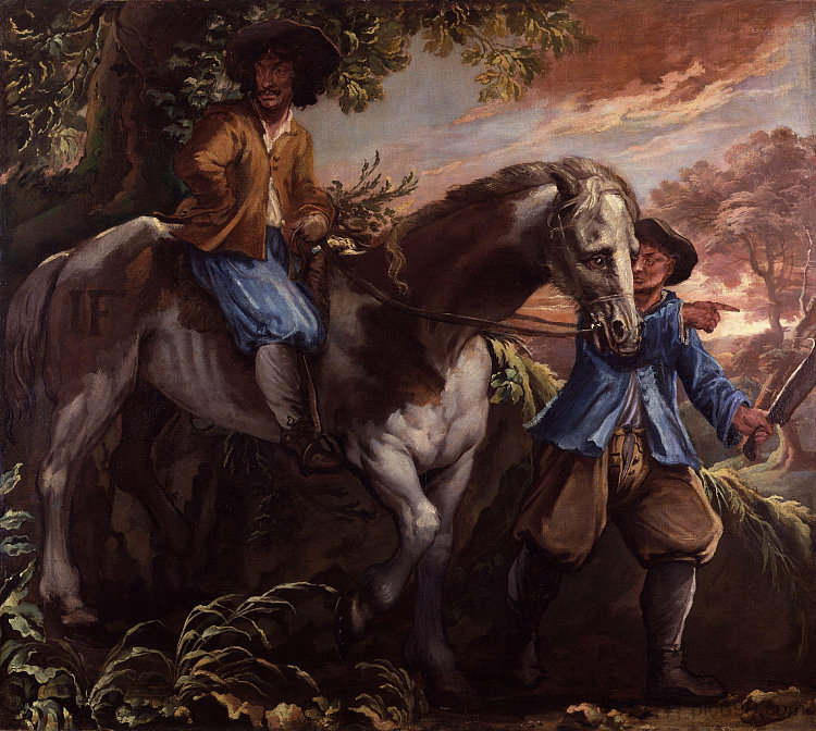 国王查理二世在汉弗莱·彭德雷尔的磨坊马上 King Charles II on Humphrey Penderel's Mill Horse (c.1660 - c.1669)，艾萨克·福勒