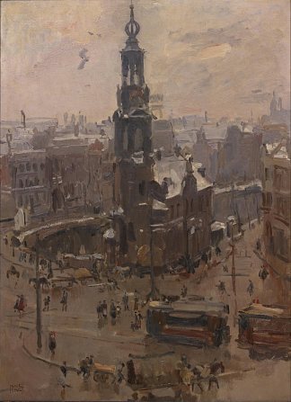 阿姆斯特丹的蒙特托伦，解冻天气 The Munttoren in Amsterdam, thaw weather (1918)，以撒·以色列