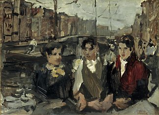 阿姆斯特丹王子运河上的工厂女孩 Factory girls on the Prinsengracht in Amsterdam (1894)，以撒·以色列