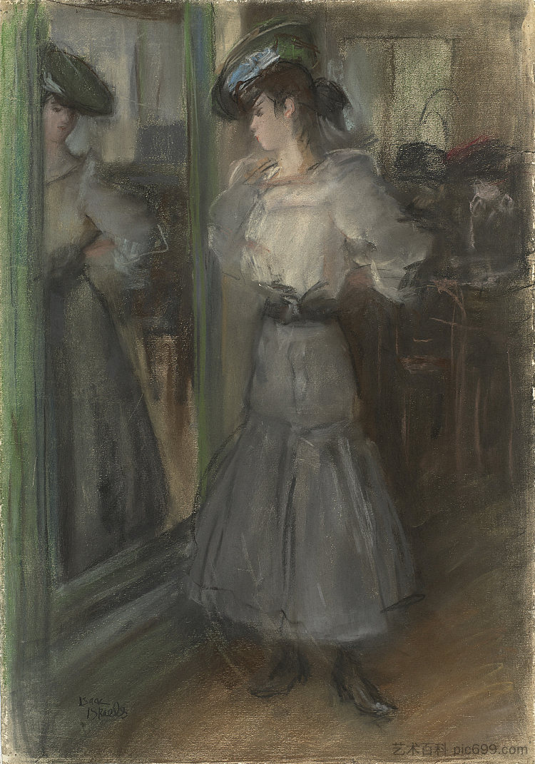 镜子前的女孩 Girl in Front of a Mirror (1922)，以撒·以色列