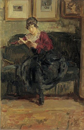 读书女孩 Reading girl (c.1920)，以撒·以色列