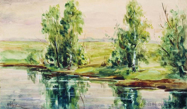 一条河 A river,列维坦