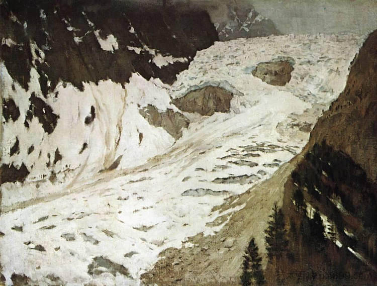 阿尔卑斯山。雪。 Alps. Snow. (1897; Russian Federation ),列维坦