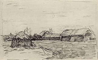 孩子。黄昏。 Barn. Twilight. (c.1895; Russian Federation                     )，列维坦