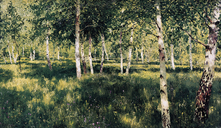 白桦林 Birch grove (1889; Russian Federation  )，列维坦