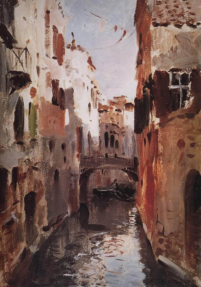 威尼斯运河 Canal in Venice (1890; Venice,Italy  )，列维坦