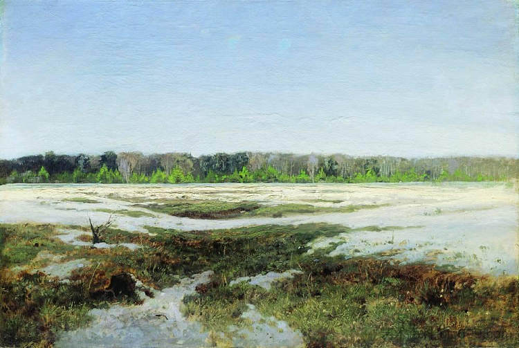 早春 Early spring (c.1895; Russian Federation  )，列维坦