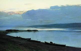 伏尔加河之夜 Evening at Volga (1888; Russian Federation                     )，列维坦