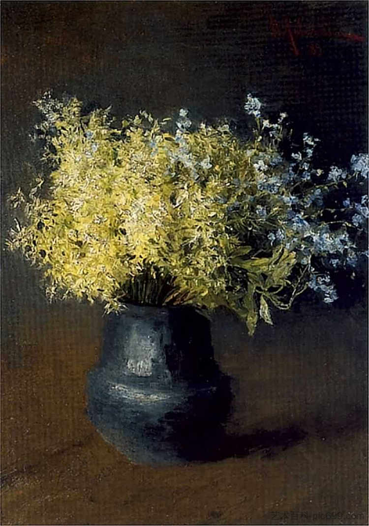 森林紫罗兰和勿忘我 Forest violets and forget-me-nots (1889; Russian Federation ),列维坦