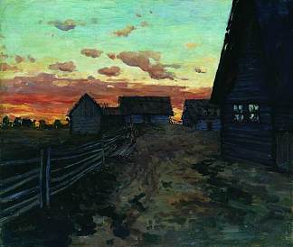 日落后的小屋 Huts after sunset (1899; Russian Federation                     )，列维坦