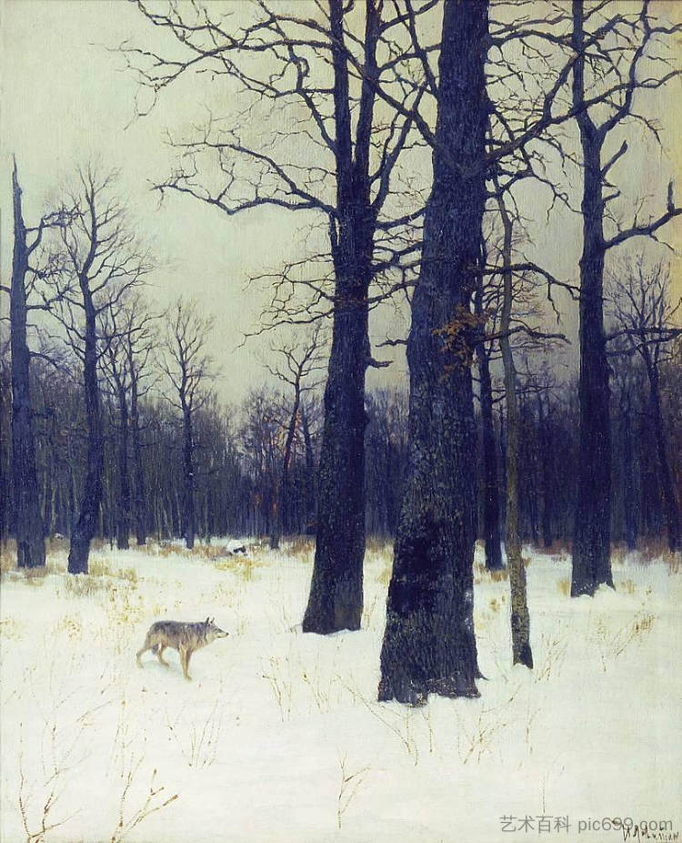 在冬天的森林里 In the forest at winter (1885; Russian Federation  )，列维坦