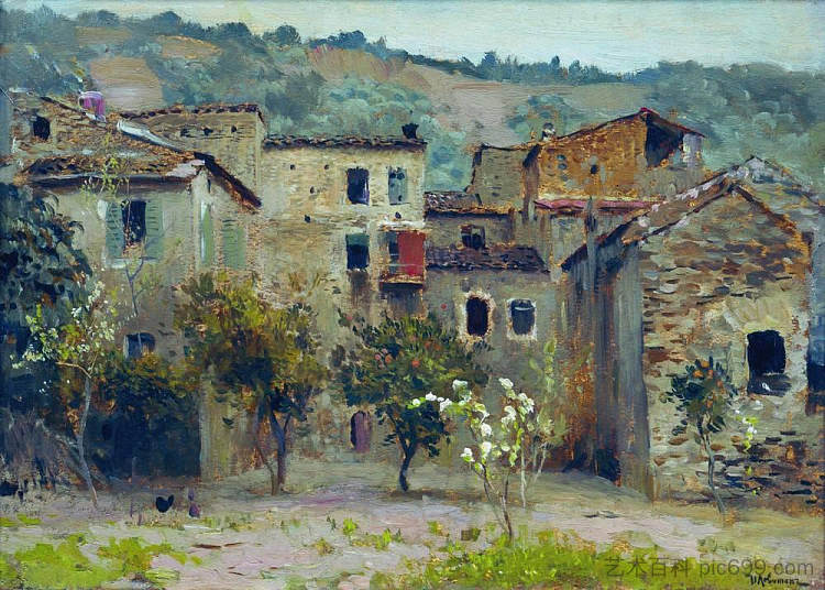 在意大利北部的博尔迪格拉附近 In the Vicinity of Bordiguera, in the North of Italy (1890; Italy  )，列维坦