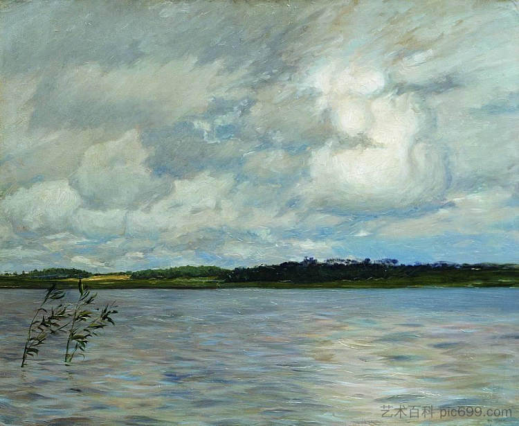 湖。灰色的一天。 Lake. Gray day. (1895; Russian Federation  )，列维坦