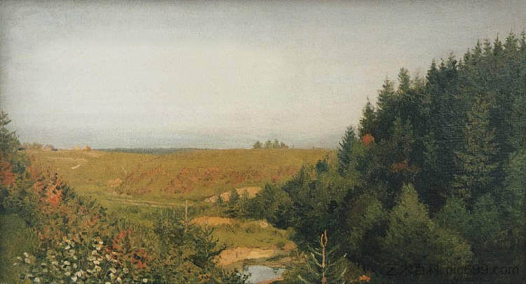 景观与森林河流 Landscape with forest river (c.1885; Russian Federation  )，列维坦