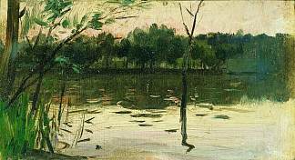 风景与粉红色的日落 Landscape with pink sunset (c.1888; Russian Federation                     )，列维坦