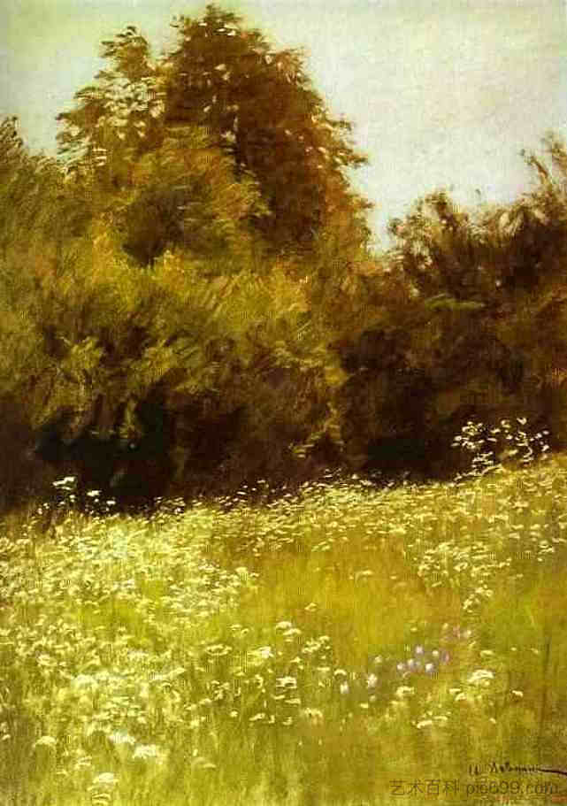 森林边缘的草地 Meadow on the Edge of a Forest (1898; Russian Federation  )，列维坦