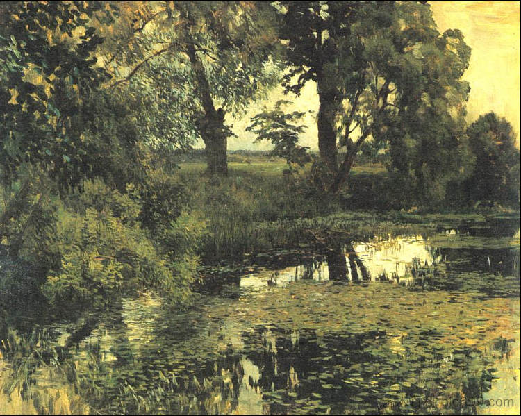 杂草丛生的池塘 Overgrown pond (1887; Russian Federation  )，列维坦