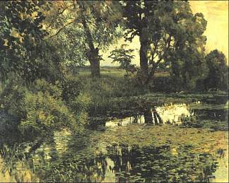 杂草丛生的池塘 Overgrown pond (1887; Russian Federation                     )，列维坦