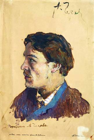 作家安东·契诃夫的肖像 Portrait of writer Anton Chekhov (1886; Russian Federation                     )，列维坦