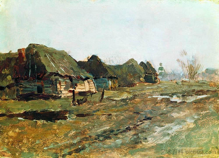 驻扎在村里 Quartered in the village (c.1895; Russian Federation  )，列维坦