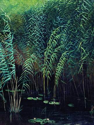 芦苇和睡莲 Reeds and water lilies (1889; Russian Federation                     )，列维坦