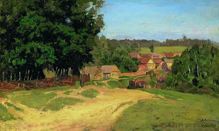 小村庄 Small village (c.1885; Russian Federation  )，列维坦