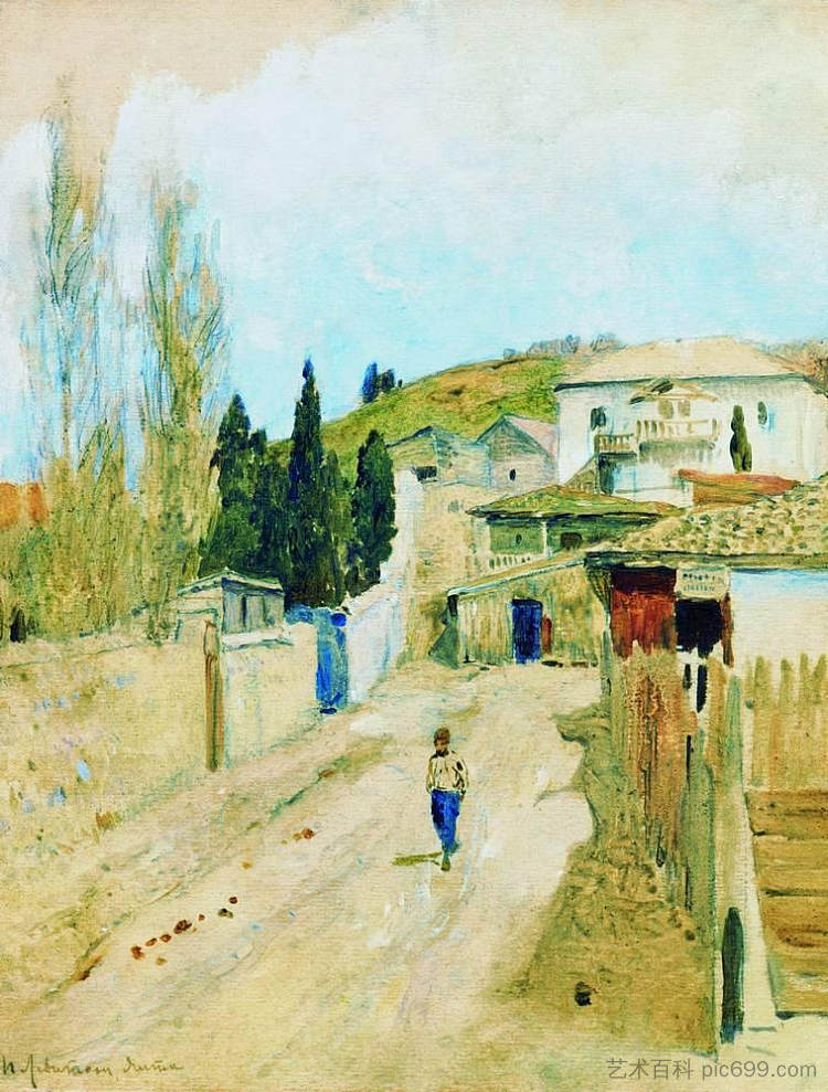 雅尔塔街道 Street in Yalta (1886; Feodosiya,Crimea,Ukraine  )，列维坦