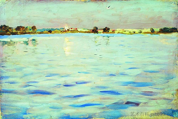 太阳的最后一缕阳光。一个湖。 The last rays of the sun. A lake. (1899; Russian Federation  )，列维坦