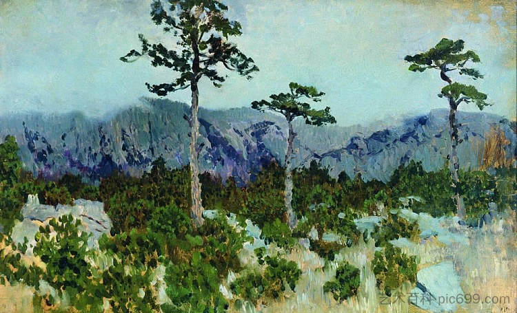 三棵松树 Three pines (1886; Feodosiya,Crimea,Ukraine  )，列维坦