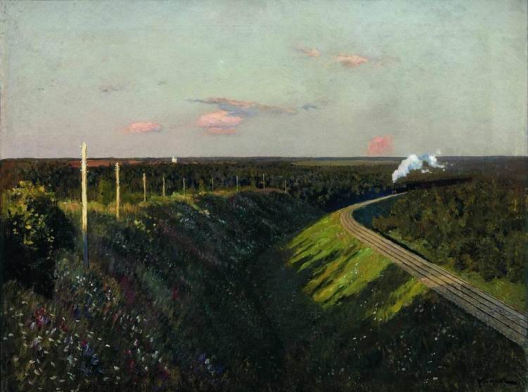 途中的火车 Train on the way (c.1895; Russian Federation  )，列维坦