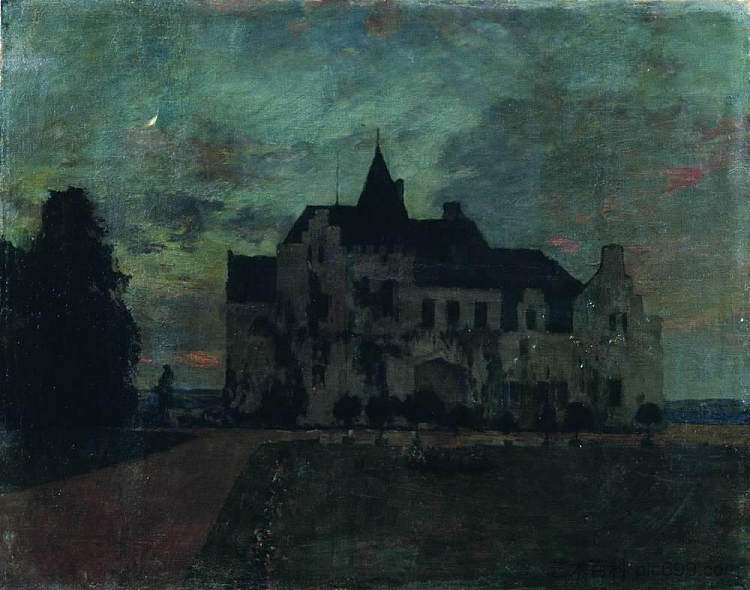 黄昏。一座城堡。 Twilight. A castle. (1898; Russian Federation  )，列维坦