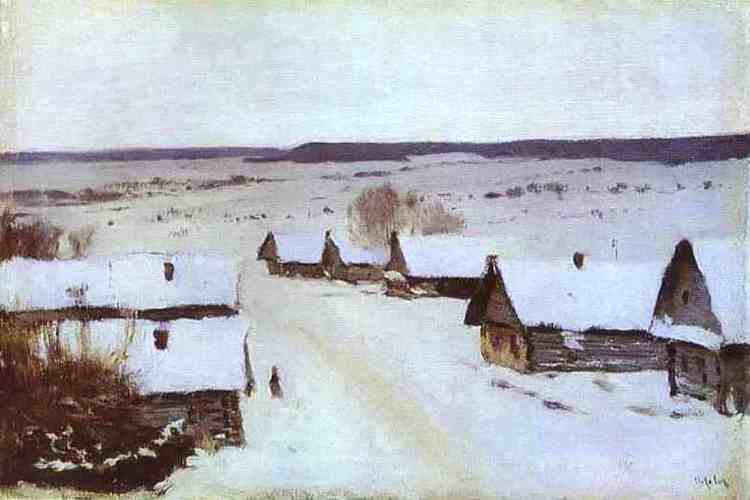 冬天的村庄 Village in Winter (c.1877; Russian Federation  )，列维坦